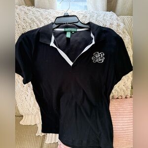 Ralph Lauren Ladies Black Script logo Polo shirt Cotton - Medium